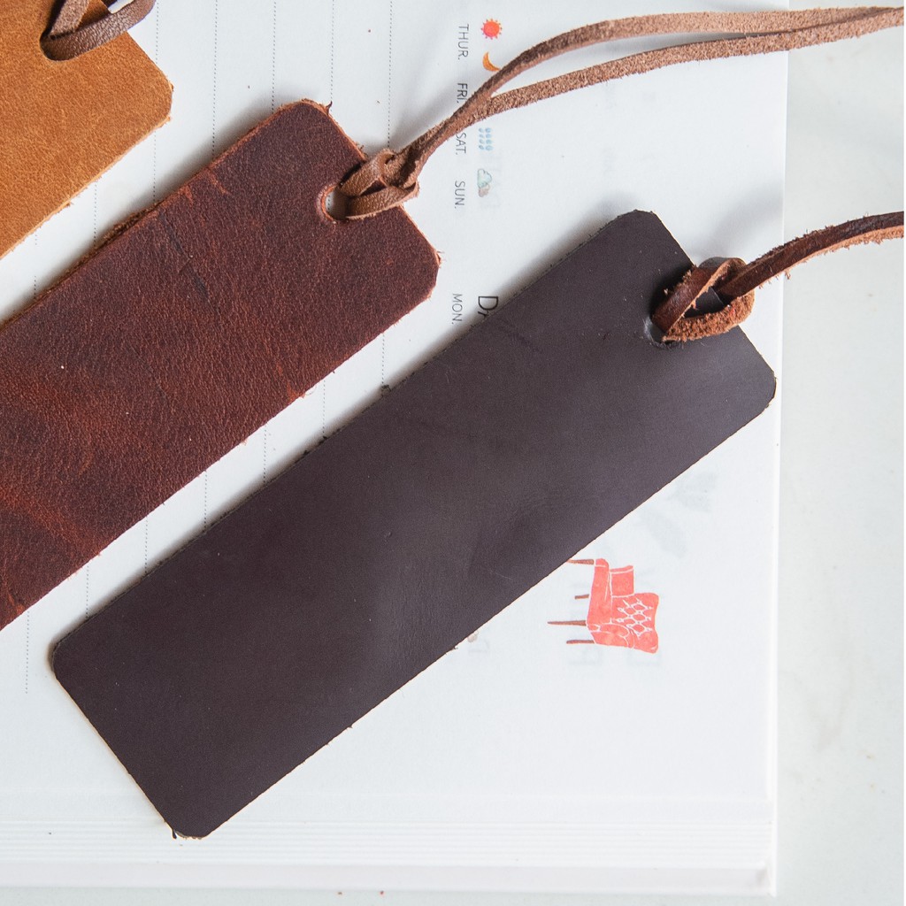 Bookmark Thẻ đánh dấu trang sách Da bò tự nhiên Square-basic