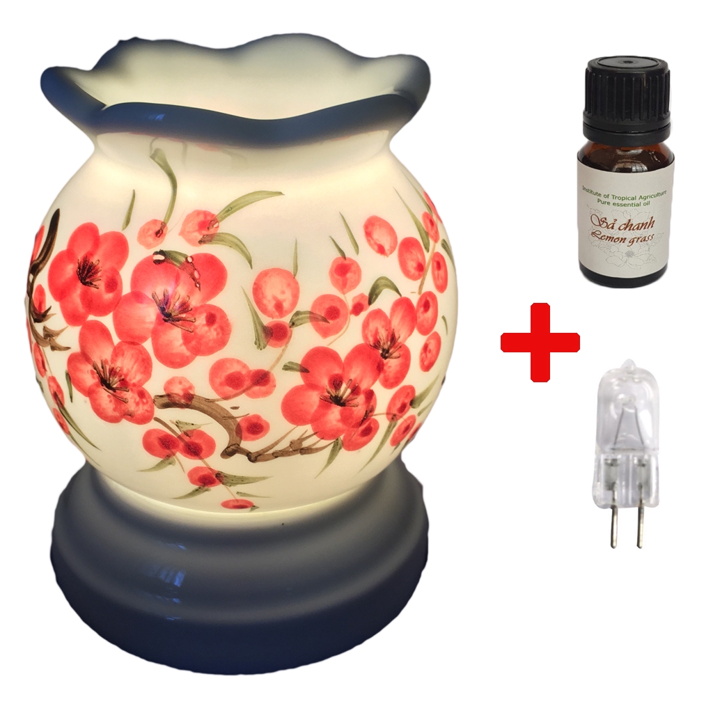 Combo tinh dầu sả chanh IAT 10ml Đèn xông tinh dầu điện MNB (Ghi chú mã)