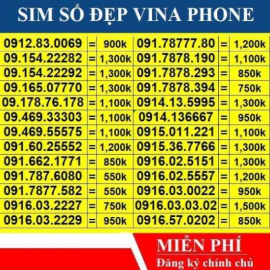 Sim Vina 10 Số Đẹp Giá Rẻ Phong Thủy Đầu 09