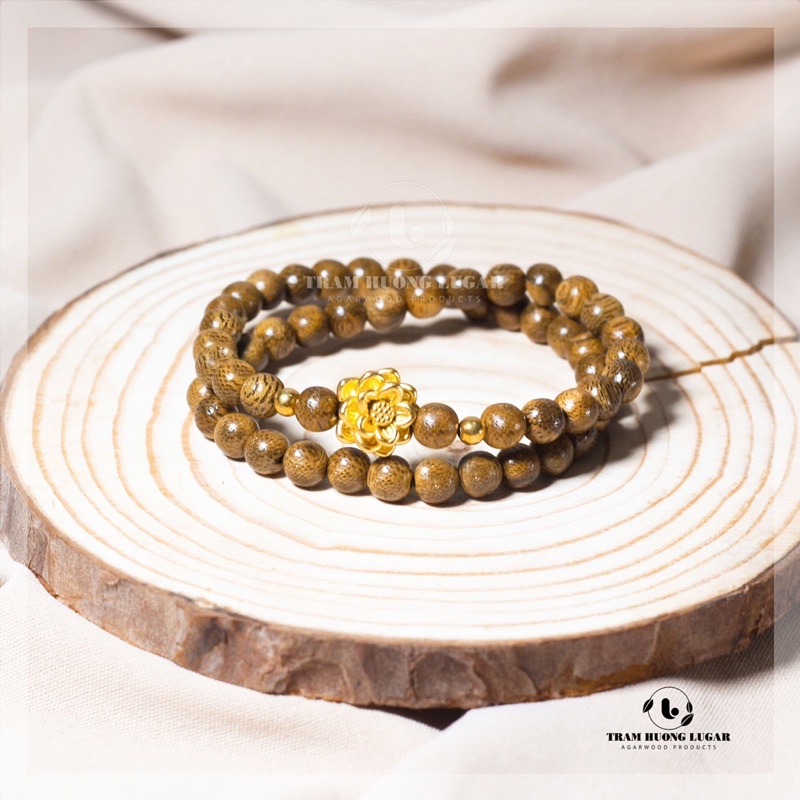 Vòng tay trầm hương - Trầm Hương Lugar - Mix Hoa Sen