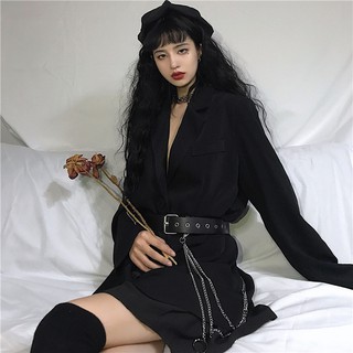 [SẴN]-Áo Blazer Đen kèm đai (C72)