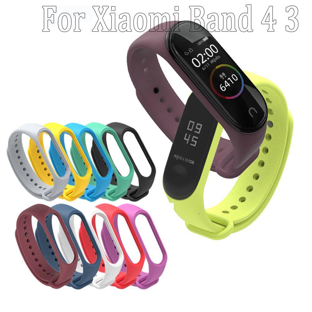 BTLIMER Dây Đeo Thay Thế Chất Liệu Silicon Màu Trơn Cho XIAOMI Mi Band 4 3