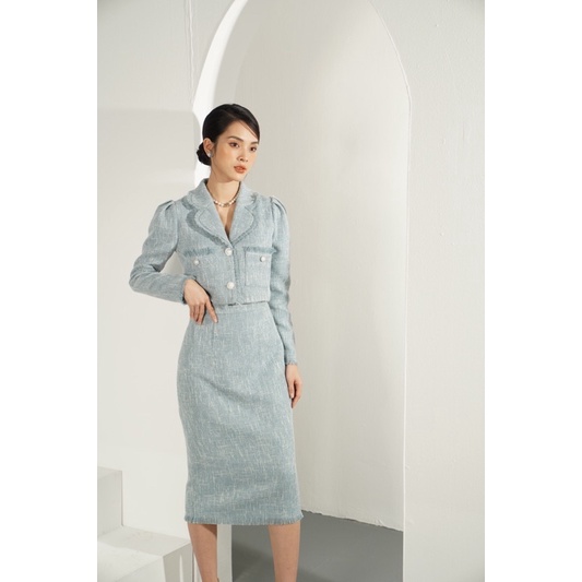 Chân váy dài Tweed - màu Xanh Ngọc