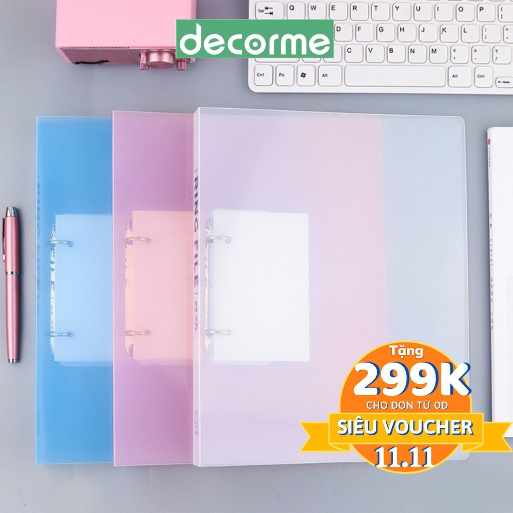 Bìa A4 sổ kẹp còng A4 2 lỗ khoen chữ D lưu trữ giấy tờ tài liệu Decorme
