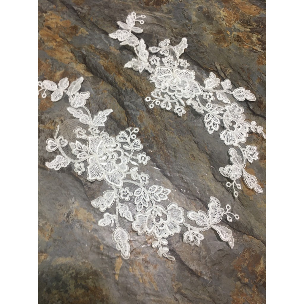 Cặp Ren bông đối cao cấp RB170514 dùng may váy đầm thời trang, váy cưới, làm đồ decor trang trí, đồ lót, váy ngủ...