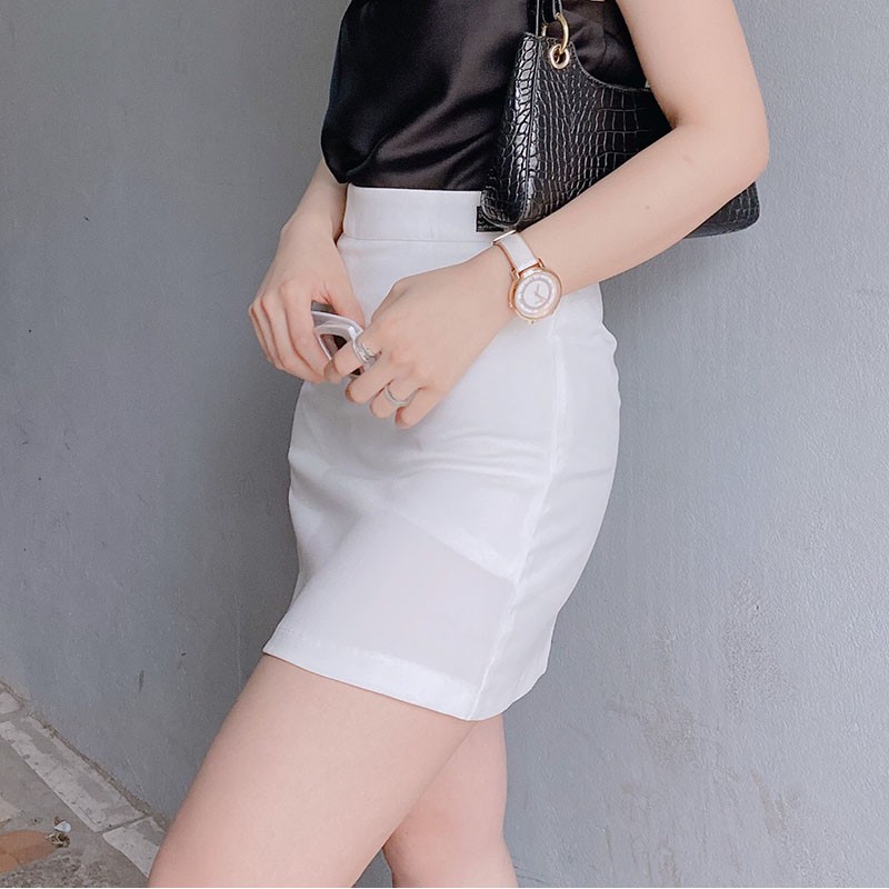 Chân Váy Ngắn Chữ A MOLENTO Chân Váy Công Sở Đen Trắng Lưng Cao Vải Tuyết Mưa Co Giãn Có Quần Lót Trong Dễ Mặc - M12 | BigBuy360 - bigbuy360.vn