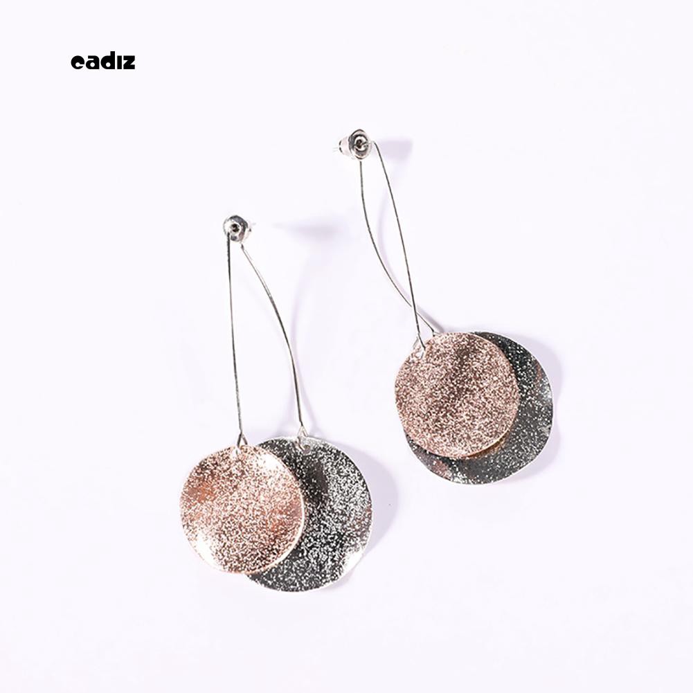 Hoa tai dáng dài mặt hình tròn cho nữ