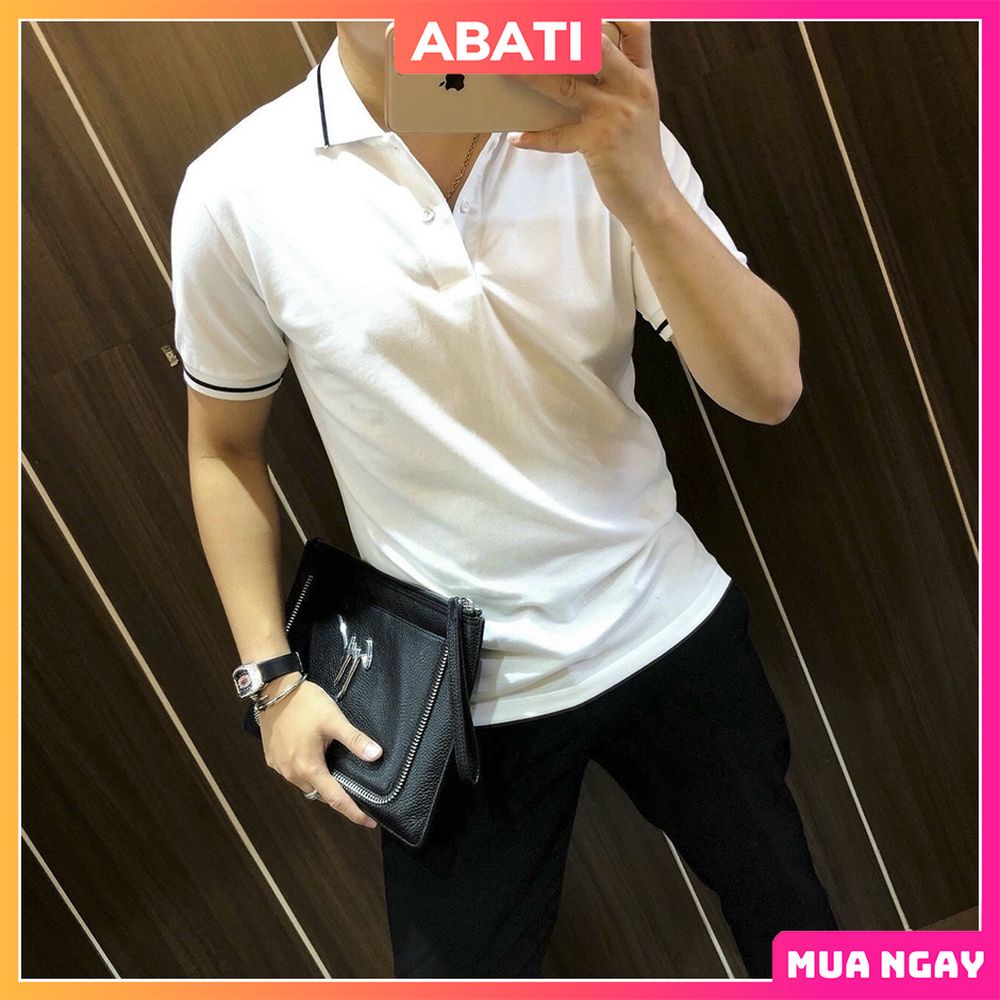 Áo phông nam nữ có cổ dáng basic thoáng mát ❤️ABATI❤️ Áo polo nam nữ vải mè cao cấp thấm hút mồ hôi giá rẻ
