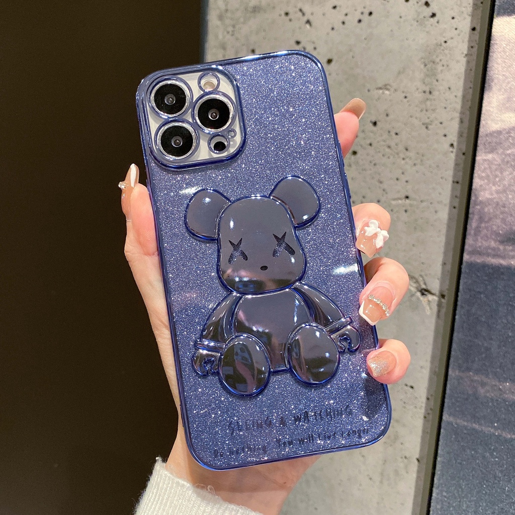 Ốp điện thoại mềm mạ 6D hình gấu cho iPhone 6s 6splus 7 8 7+ 8+ X XR XS MAX 11 11pro 12pro 12 Pro Max SE2020 13 Pro Max