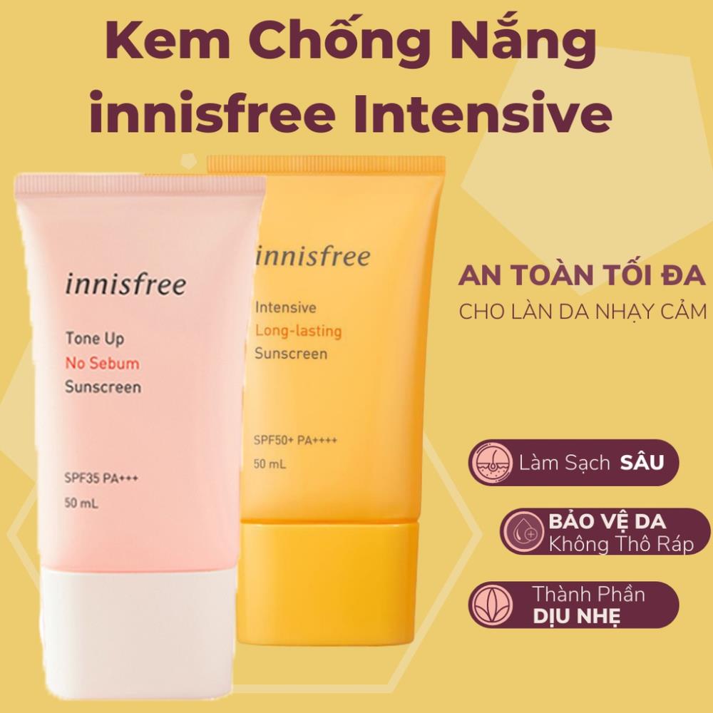 Kem chống nắng innisfree chính hãng nâng tông da, kiềm dầu dành cho da dầu và da nhậy cảm 56