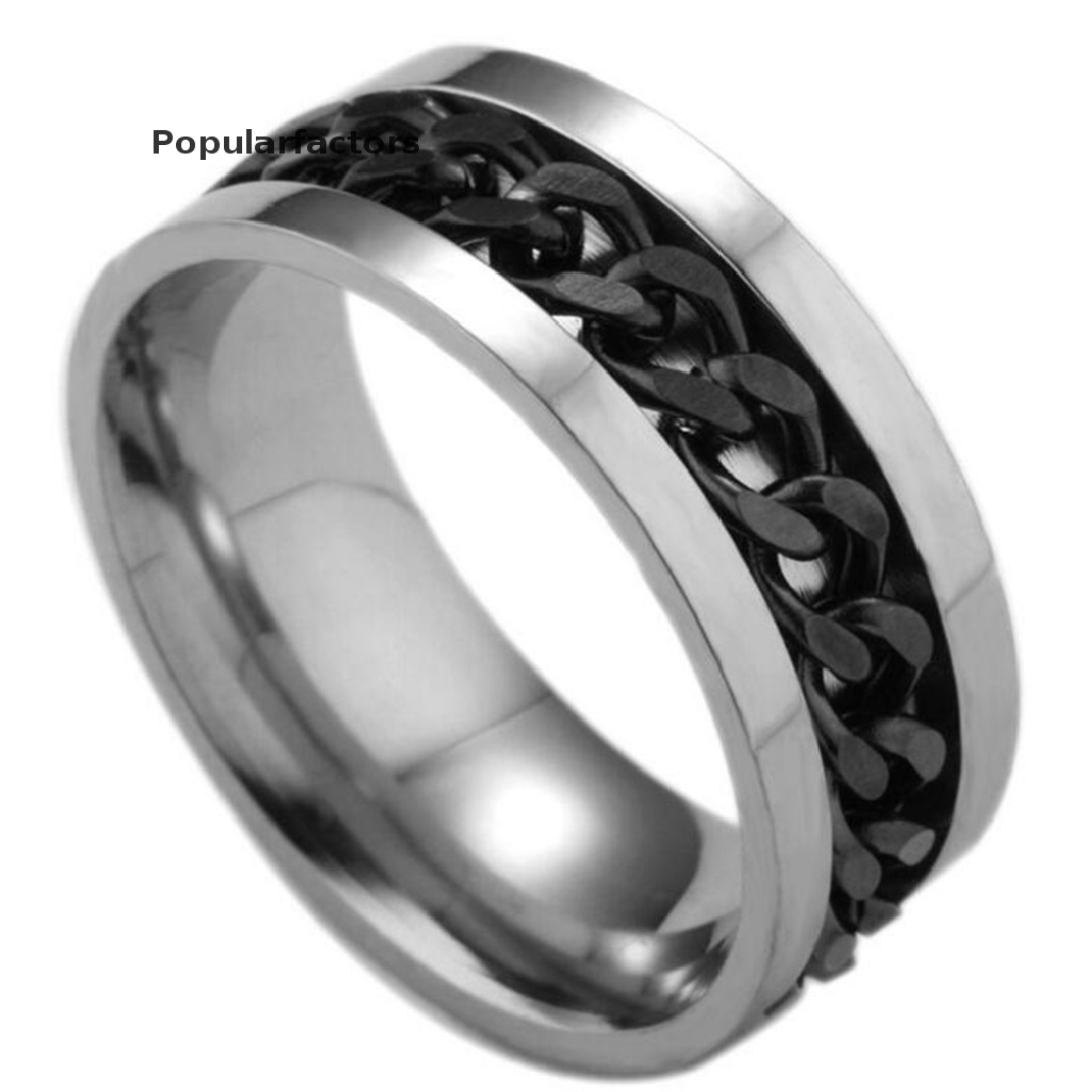 (Hàng Bán Chạy) Nhẫn Thép Có Dây Xích Xoay Cho Nam Và Nữ (Hàng Có Sẵn)