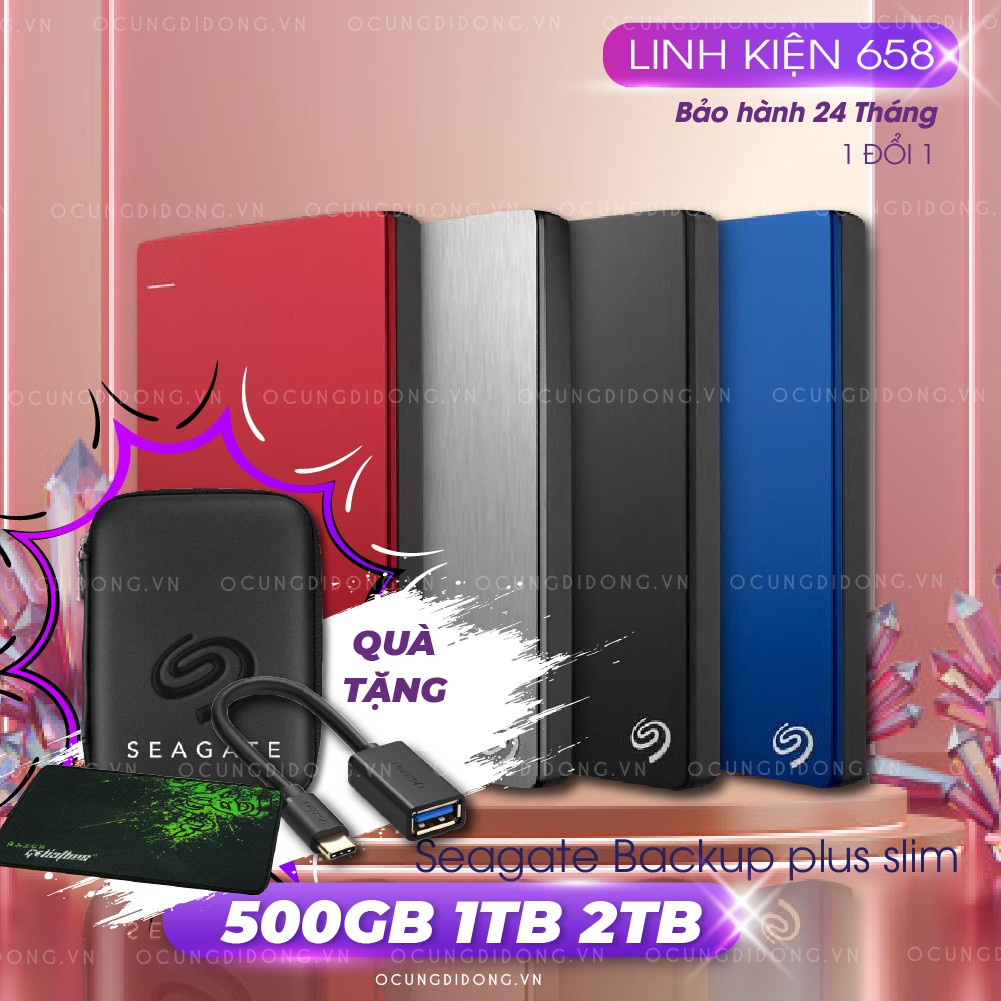 ổ cứng di động Seagate Backcup plus 1tb tặng kèm bộ đôi đầu chuyển OTG MICRO USB-TYPE C-túi chống sốc | BigBuy360 - bigbuy360.vn