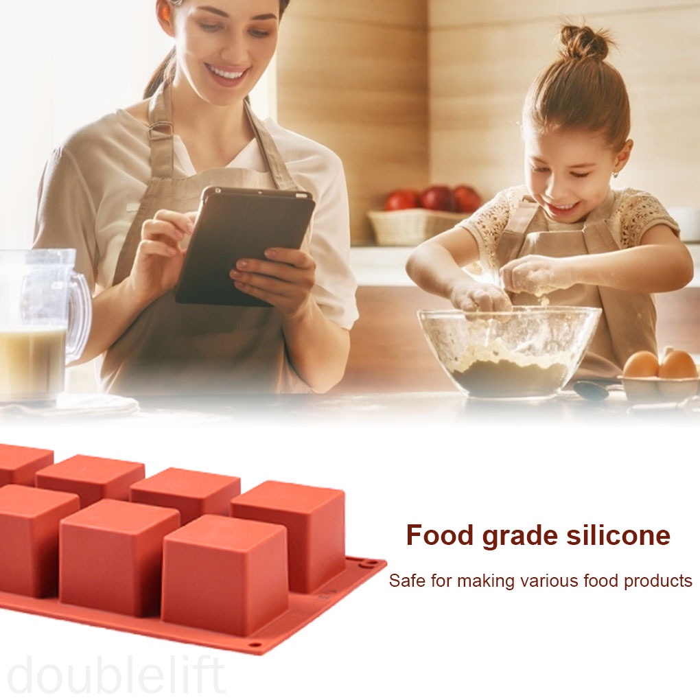 Khuôn silicon làm bánh mousse hình vuông 3D