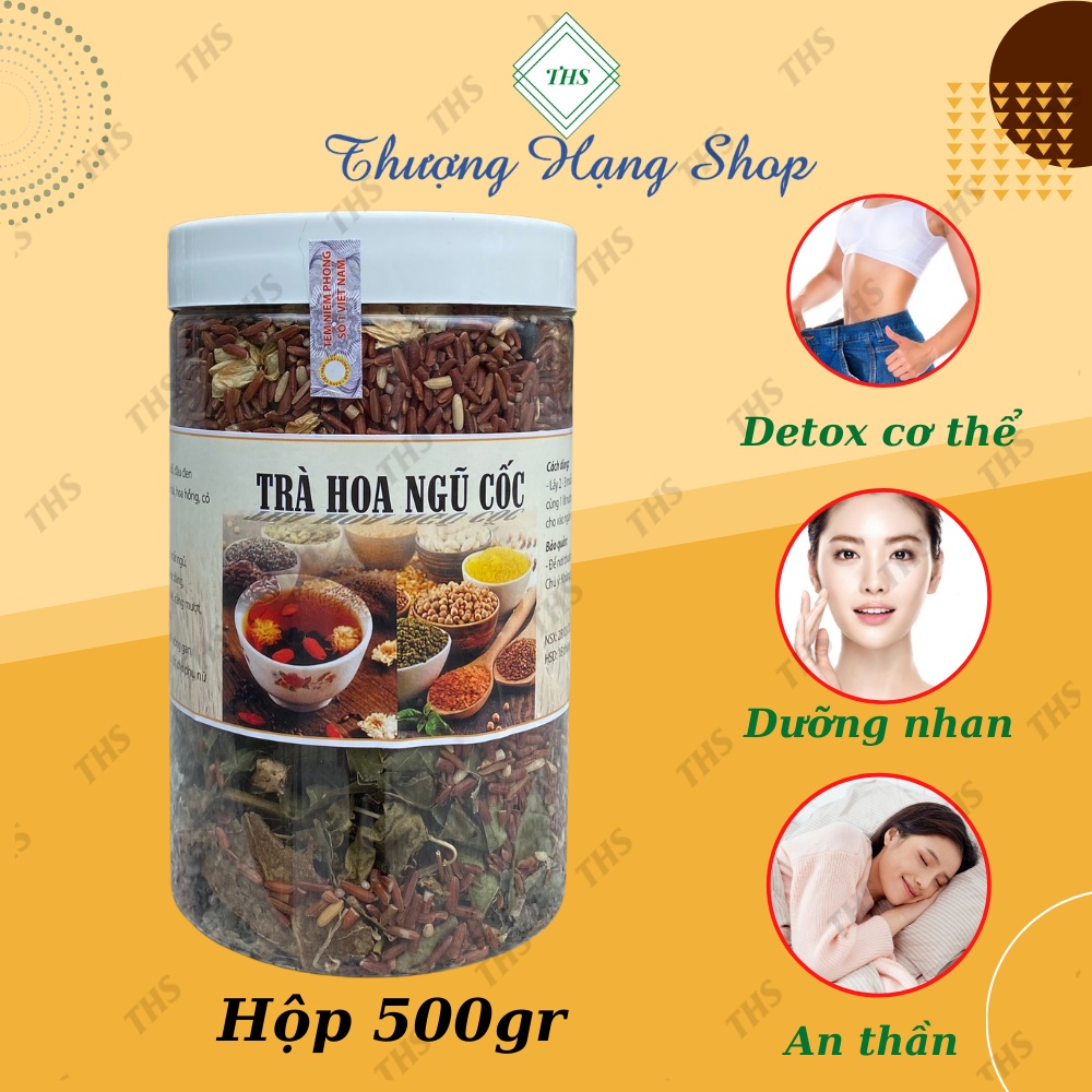 Trà Hoa Ngũ Cốc thảo mộc thanh nhiệt cơ thể, trà giảm cân lợi sữa gạo lứt xạ đen mát gan giải độc