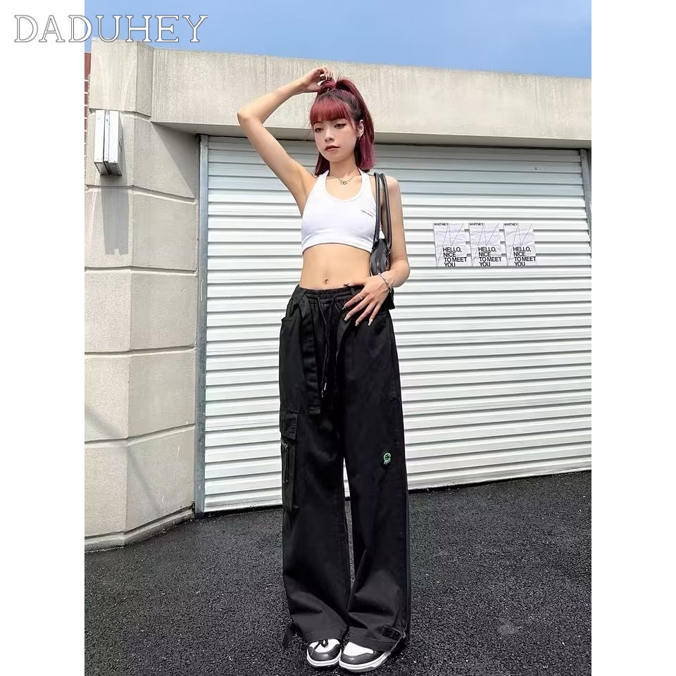 DaDuHey Men's And Women's 2022 Hong Kong Style Trendy Retro Straight Casual Pants Ins Summer Fashion and Handsome All-Match Loose Cargo Pants