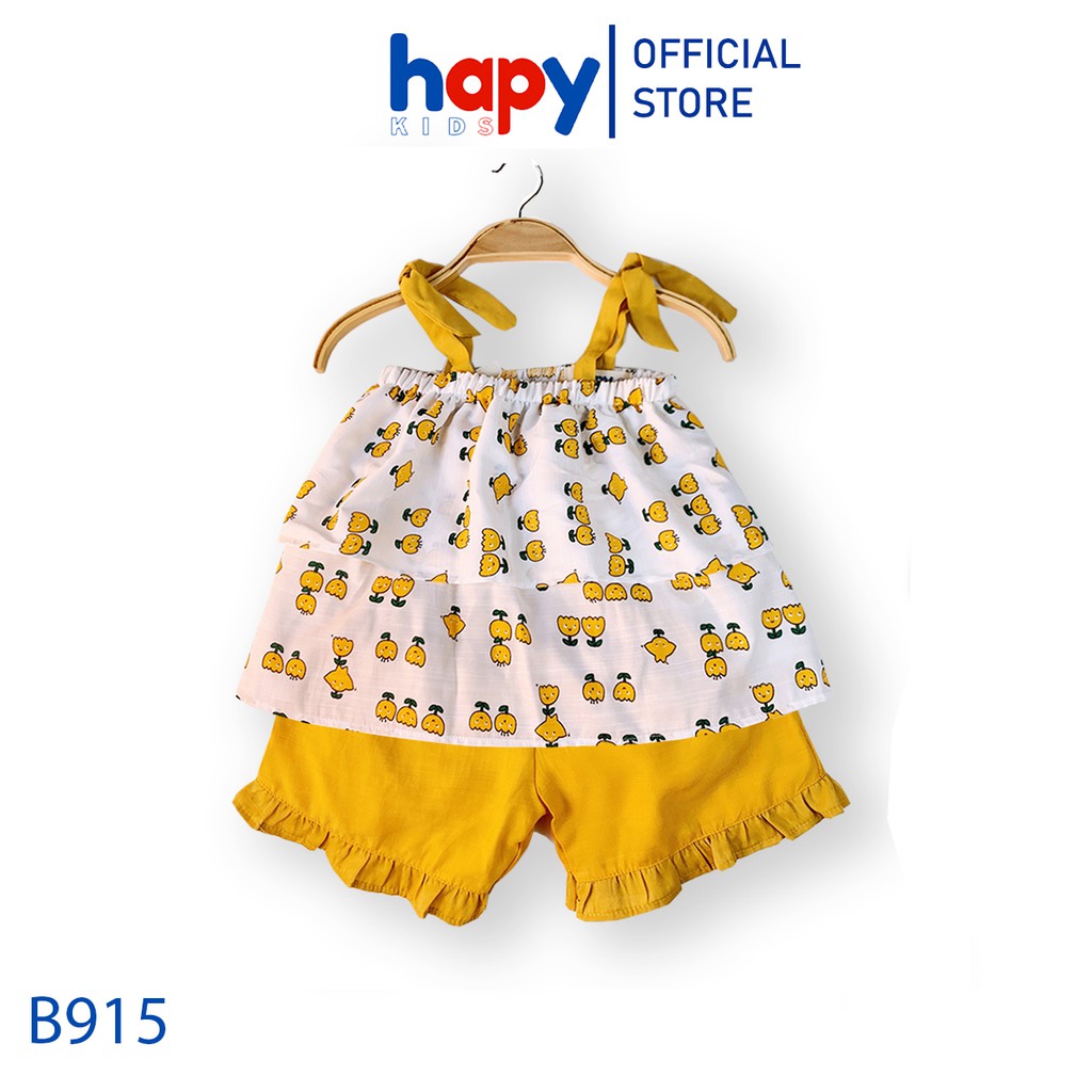 Đồ bộ cho bé gái 2 dây chun ngực Hapykids, chất liệu đũi xước mát mẻ cho bé từ 1-6 tuổi B915