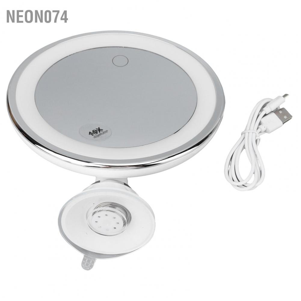 🥭 Neon074  Gương trang điểm phóng đại 10X xoay 360 độ có đèn 3 màu ánh sáng được cung cấp năng lượng bởi Pin