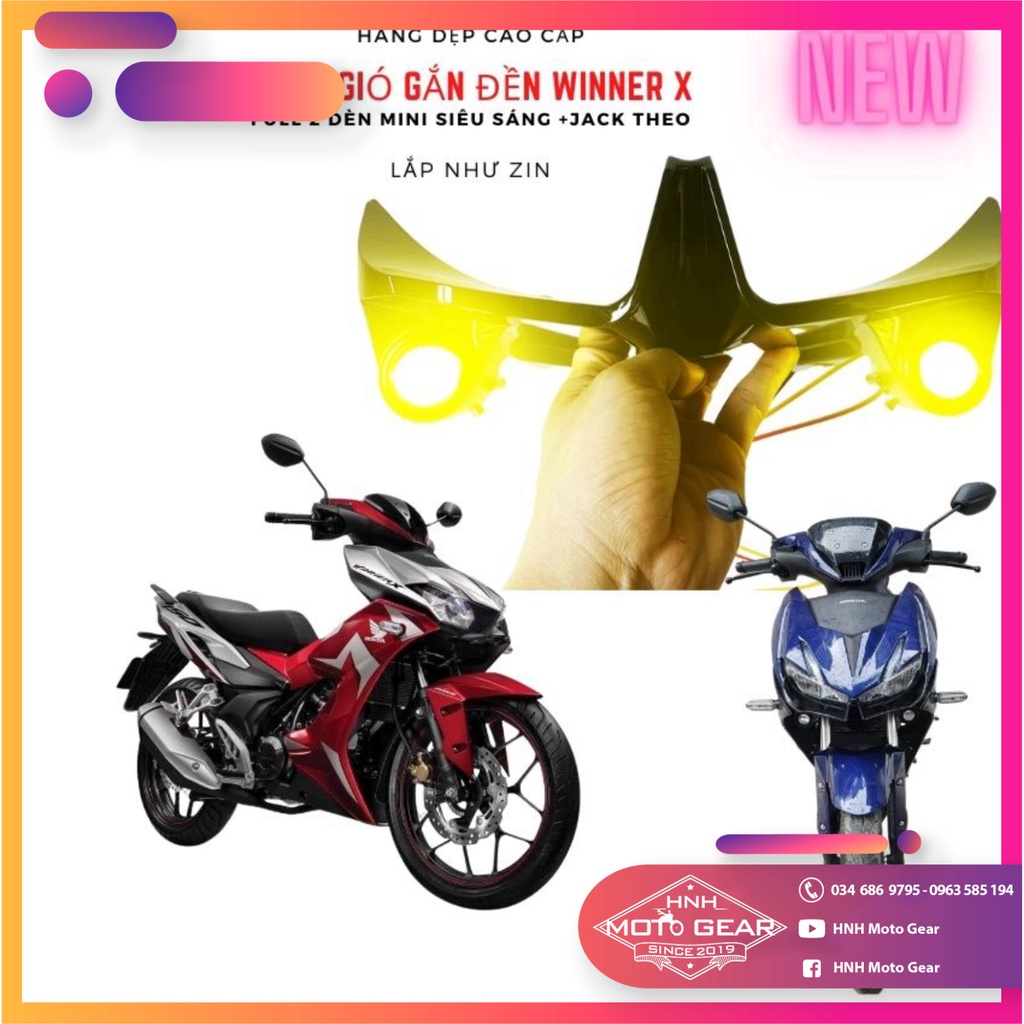 Cánh Gió Cho Honda Winner X Tích Hợp Trợ Sáng LED Sáng Vàng Universe