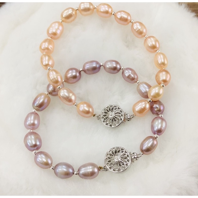 Vòng tay 8ly mix bi bạc khóa bạc