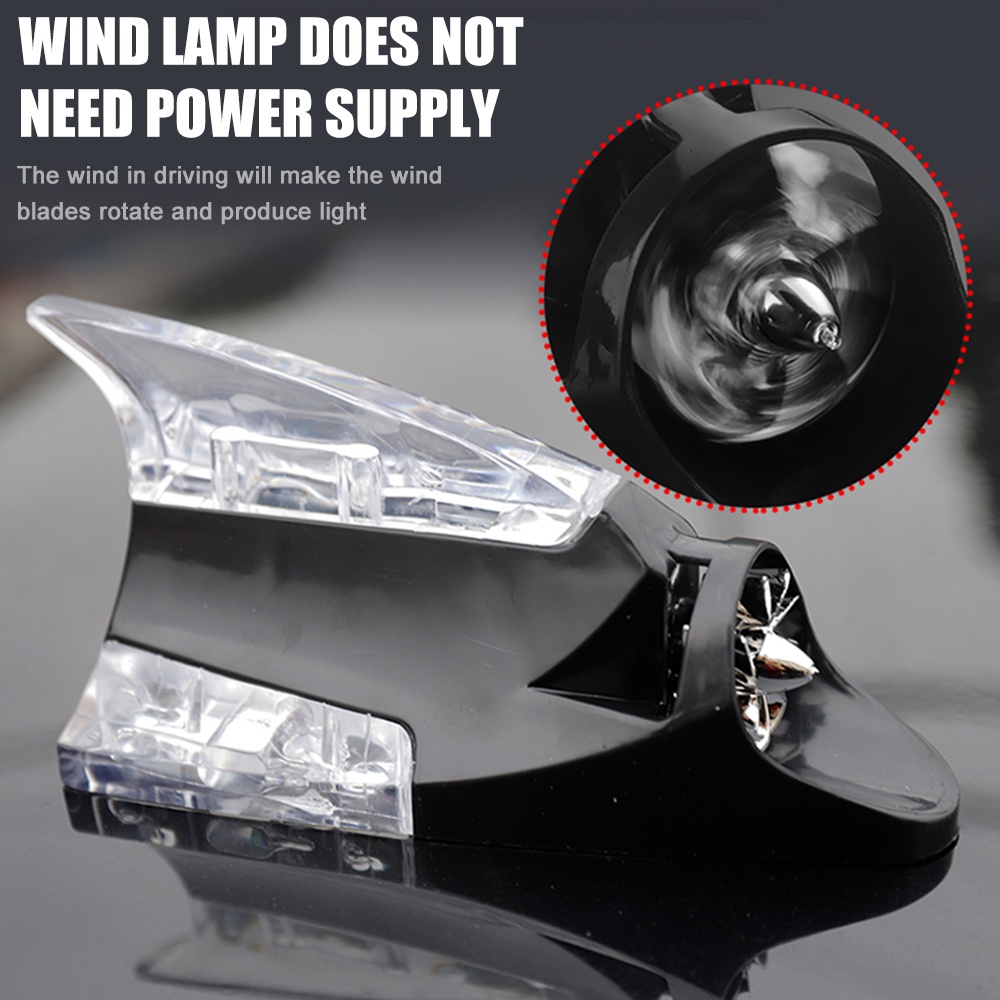 1 pc Vây cá mập trang trí xe ô tô Loại đèn LED cảnh báo pin năng lượng mặt trời