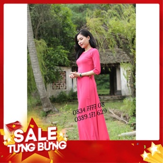 Áo dài lụa nhật trơn cổ trơn, ảnh thật shop chụp