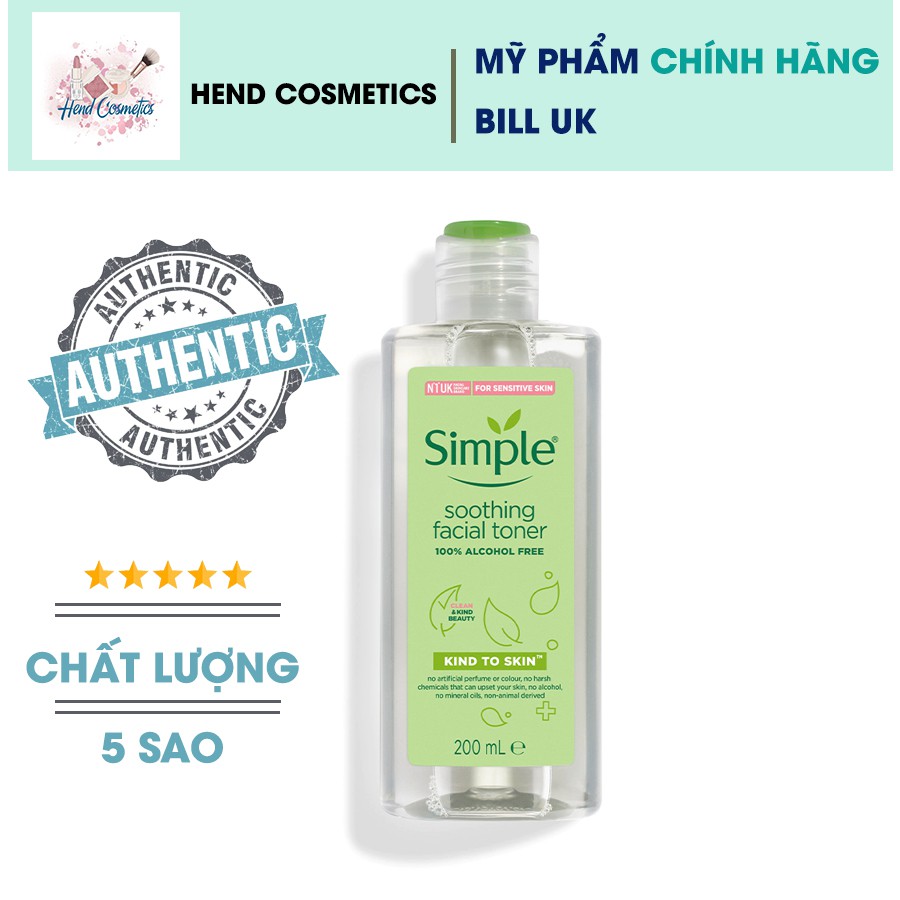 Nước hoa hồng Simple Kind To Skin Soothing Facial Toner (Bill Anh)