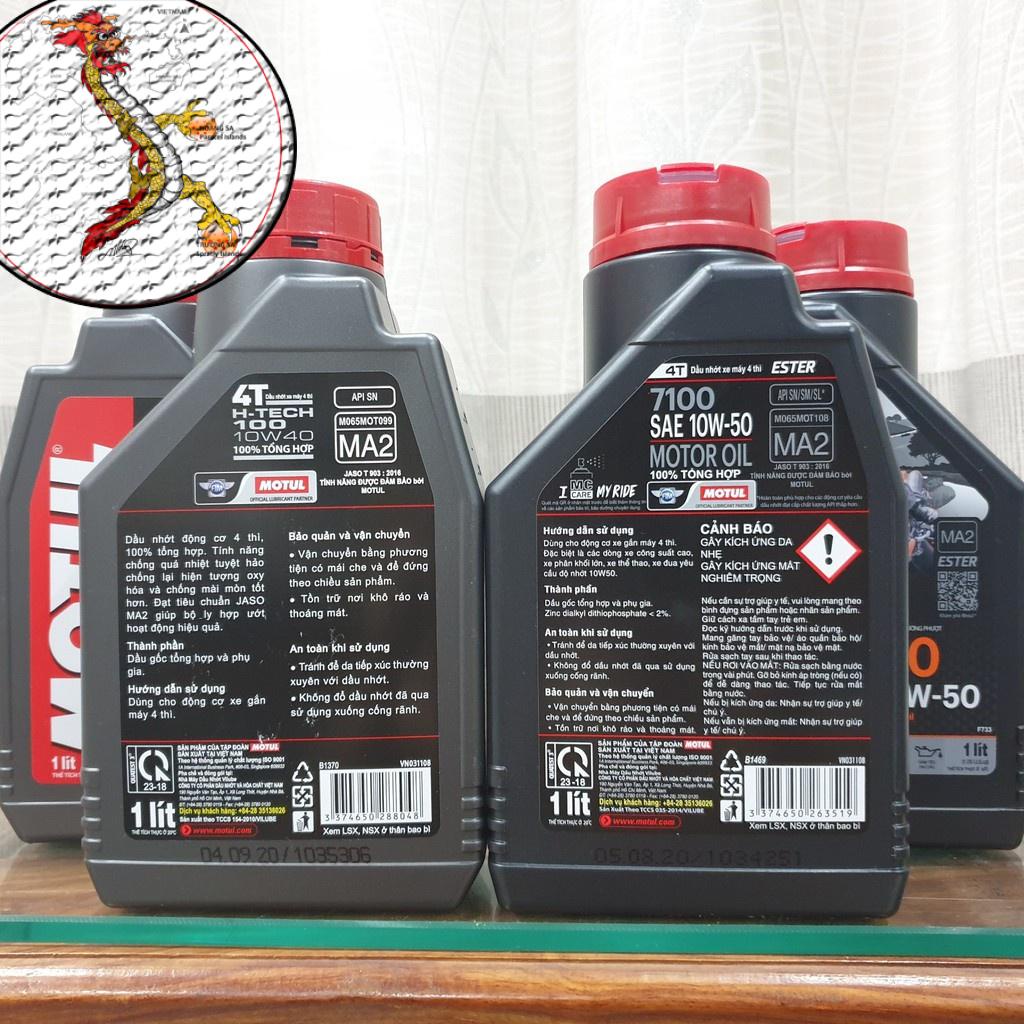 Nhớt Motul H-TECH 100 10W40 100% Tổng Hợp, nhớt motul H tech 10W40  và nhớt motul 7100 cặp đôi hoàn hảo xe máy