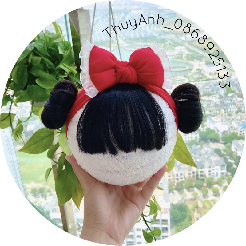 Turban Băng Đô Tóc Giả Hai Bên - Kèm Nơ Chất Cotton Dễ Thương Cho Bé Gái