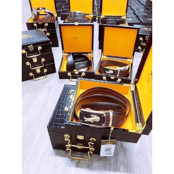 THẮT LƯNG DA CÁ SẤU HỘP ĐEN CAO CẤP