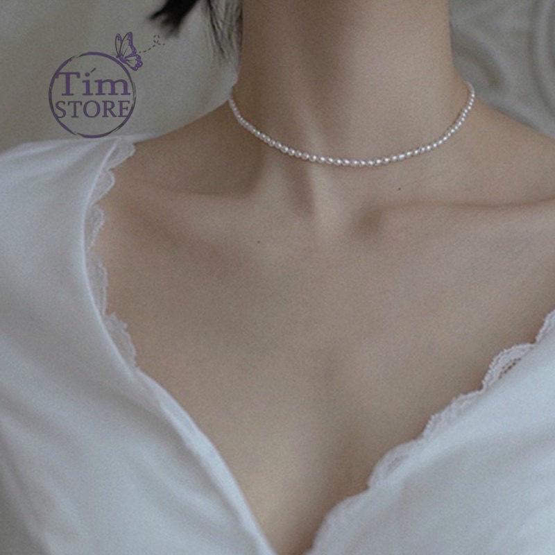 Dây chuyền nữ ngọc trai giả đơn giản 2 kiểu TÍM STORE phong cách hàn quốc