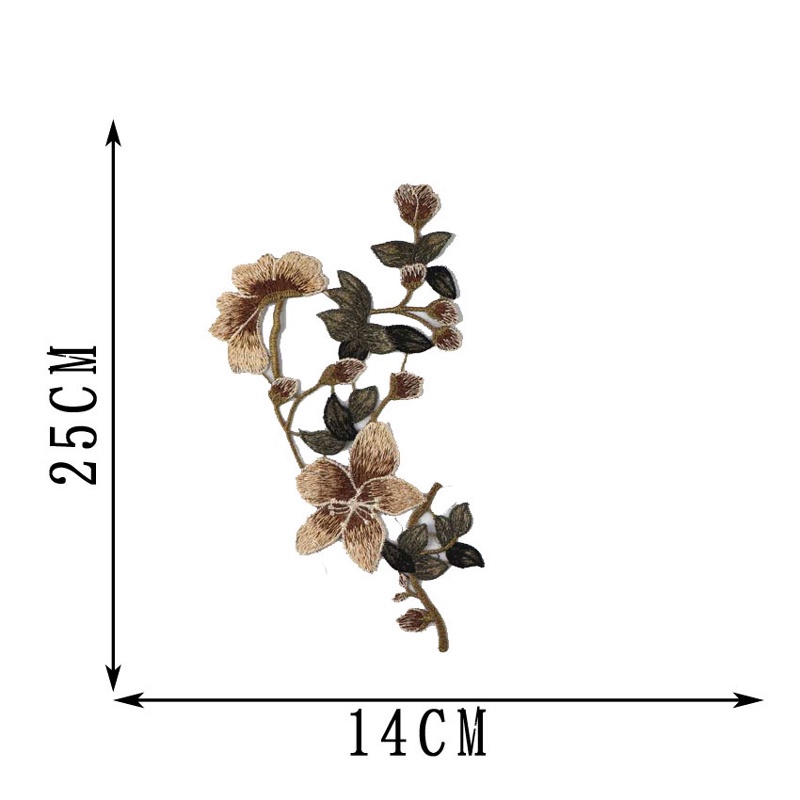 Cặp miếng vá quần áo trang trí đầm cưới DIY vải ren thiết kế hoa màu hồng/ nâu thời trang