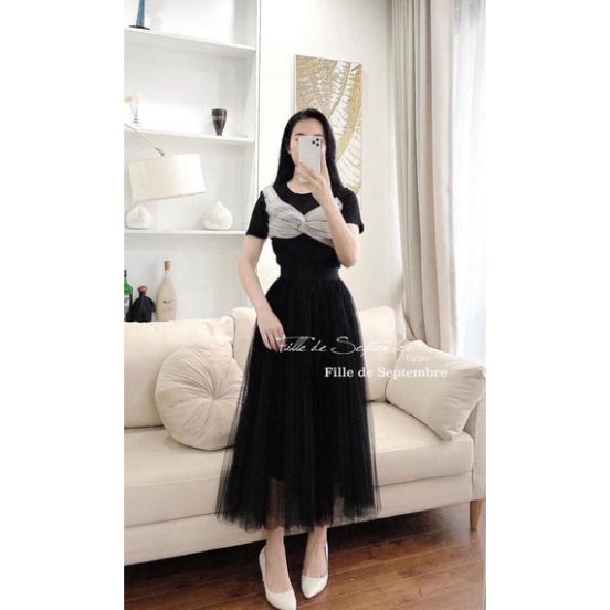 Áo thun nữ kiểu xoắn nơ ngực dáng ôm, t shirt kiểu cổ tròn ngắn tay nội y xanh chất đẹp giá tốt