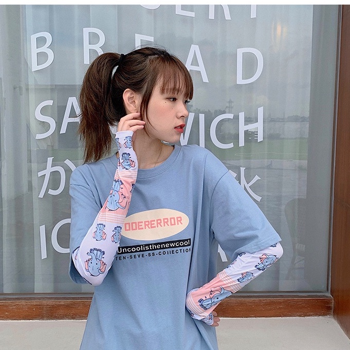 Găng Tay Chống Nắng Bằng Lụa Lạnh In Họa Tiết Dễ Thương Thời Trang Mùa Hè