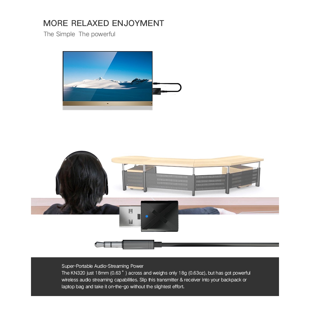 Đầu truyền nhận âm thanh bluetooth 5.0 2 trong 1 chuyên dụng cho xe hơi