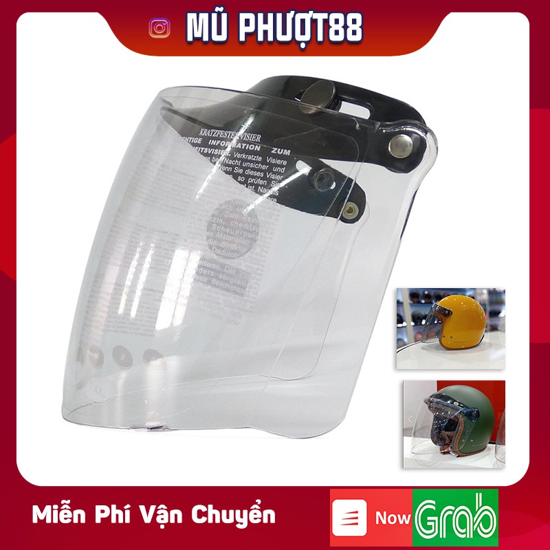 Kính lắp mũ 3/4 đầu Sunda - kính che 3/4 mặt clip thật