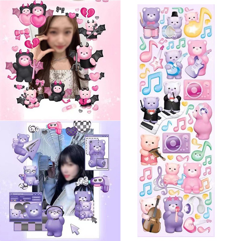 Miếng Dán Trang Trí Hình Gấu Hoạt Hình Hàn Quốc Xinh Xắn