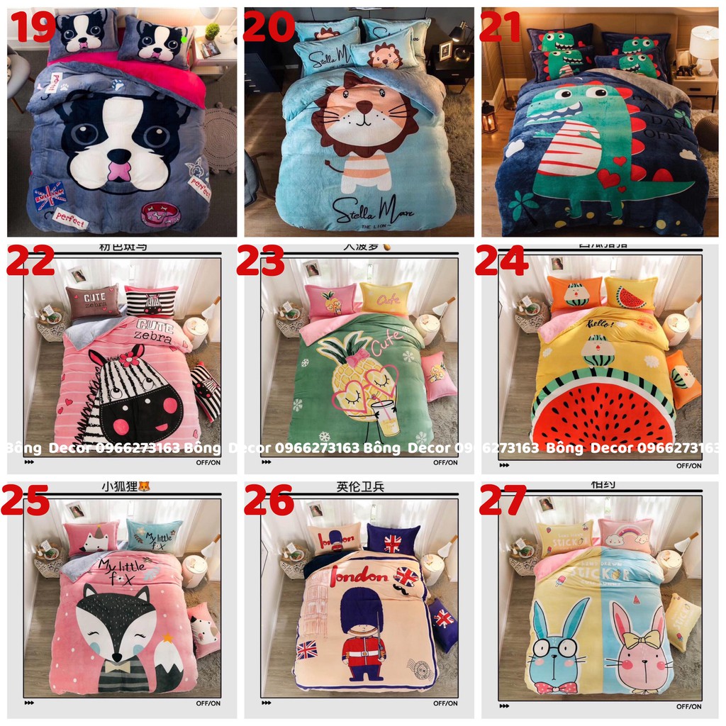 BỘ CHĂN GA GỐI NỈ NHUNG HOẠT HÌNH MẪU MỚI 2021 | BigBuy360 - bigbuy360.vn