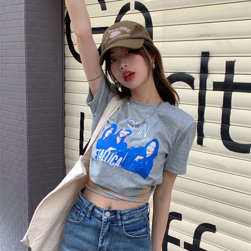 Áo Thun Ôm Tay Ngắn Cổ Tròn Thời Trang Mùa Hè Phong Cách Hàn Quốc