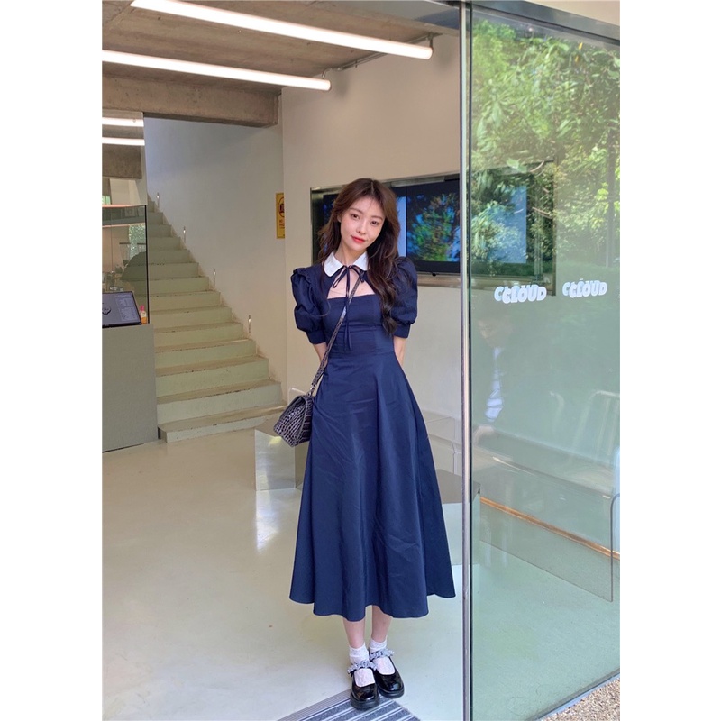 Đầm nữ dự tiệc cổ sen khoét phối cột nơ phong cách Hàn Quốc trẻ trung thời trang -Thời Trang VADA (VD404) | BigBuy360 - bigbuy360.vn