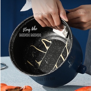 Ca Nấu Mì, Nấu Cơm Đa Năng Có Tay Cầm 1,8L - Nồi Lẩu Điện Mini Kèm Giá Hấp Inox