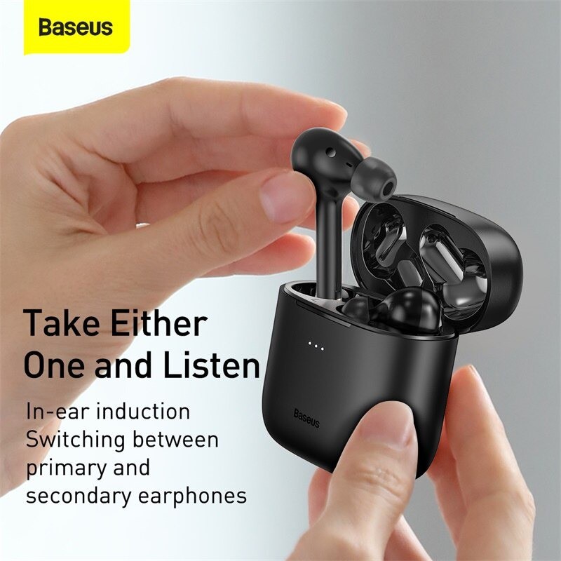 Tai nghe Bluetooth Baseus Encok W06 True Wireless Earphones (TWS, Wireless charger, APT-X Support, iP55)