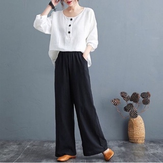 Quần nữ ống rộng, quần ống rộng cạp cao dài 88cm chất đũi cao cấp, thoáng mát khi mặc