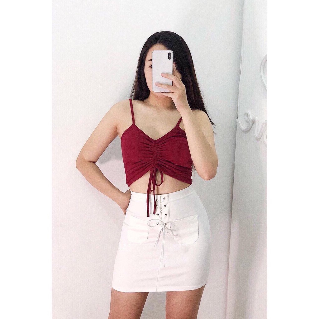 Áo Kiểu Nữ 2 Dây Rút Eo Thời Trang OHS14
