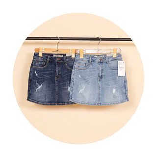 Quần váy jean xước nhẹ