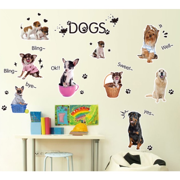 Decal trang trí tường - Những chú chó dễ thương
