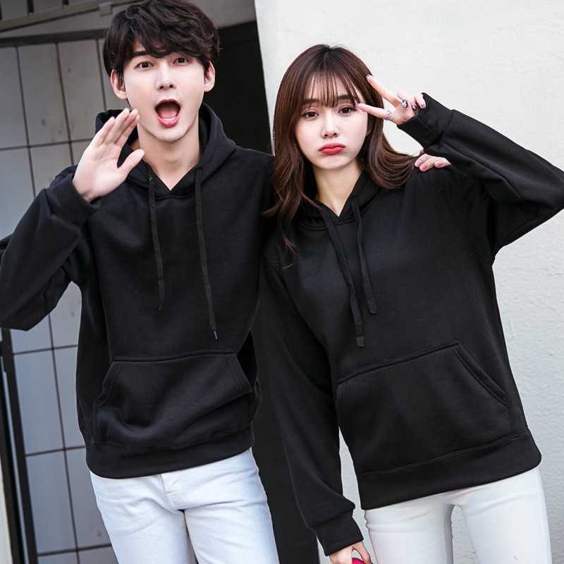 ÁO NỈ HOODIE NAM NỮ ĐÔI / CẶP TRƠN ĐEN ĐẸP