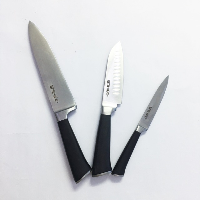 Set 3 Dao bếp cao cấp sản xuất tiêu chuẩn Nhật Bản cán nhựa ABS, lưỡi thép không gỉ