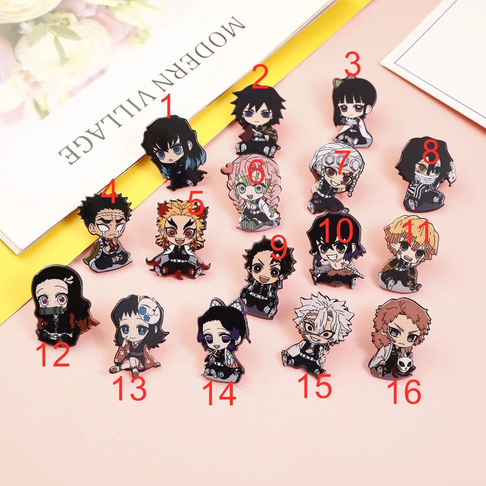 Huy hiệu cài áo hình hoạt hình Demon Slayer DIY bằng acrylic