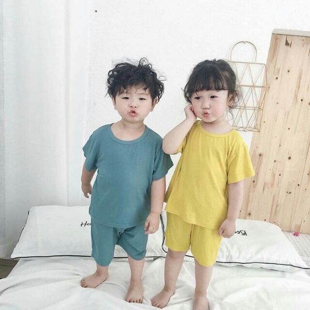 [ Hàng quảng châu ] Bộ cotton lạnh minky mom cho bé trai bé gái phong cách Hàn Quốc