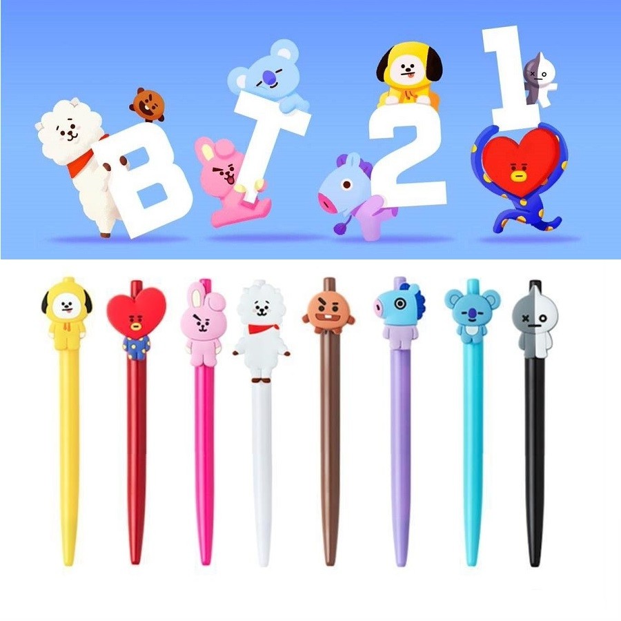 Bts BT21 Bút Shooky Tata Chimmy Rj Cooky Văn Mang Koya Bút Viết Kawaii Văn Phòng Phẩm Bút KPOP Người Hâm Mộ Bộ Sưu Tập